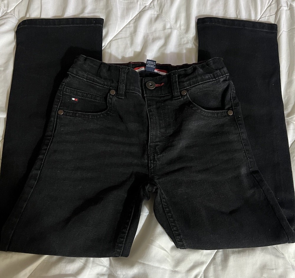Tommy Hilfiger Boys Black Straight Fit Jeans Size 7