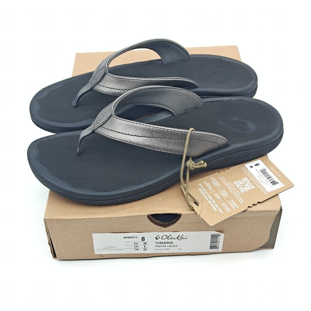 OluKai Ohana Women Pewter Sandals with Arch Support Sizes 7 8 11