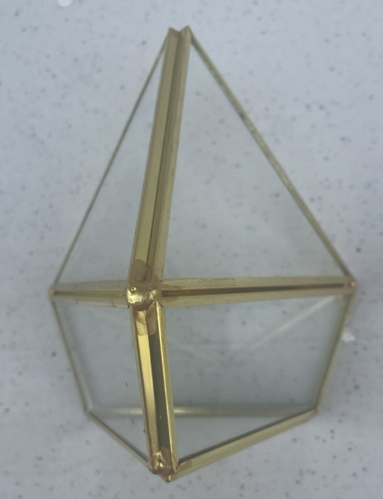 Gold Geometric Glass Terrarium Planter with Metal Frame