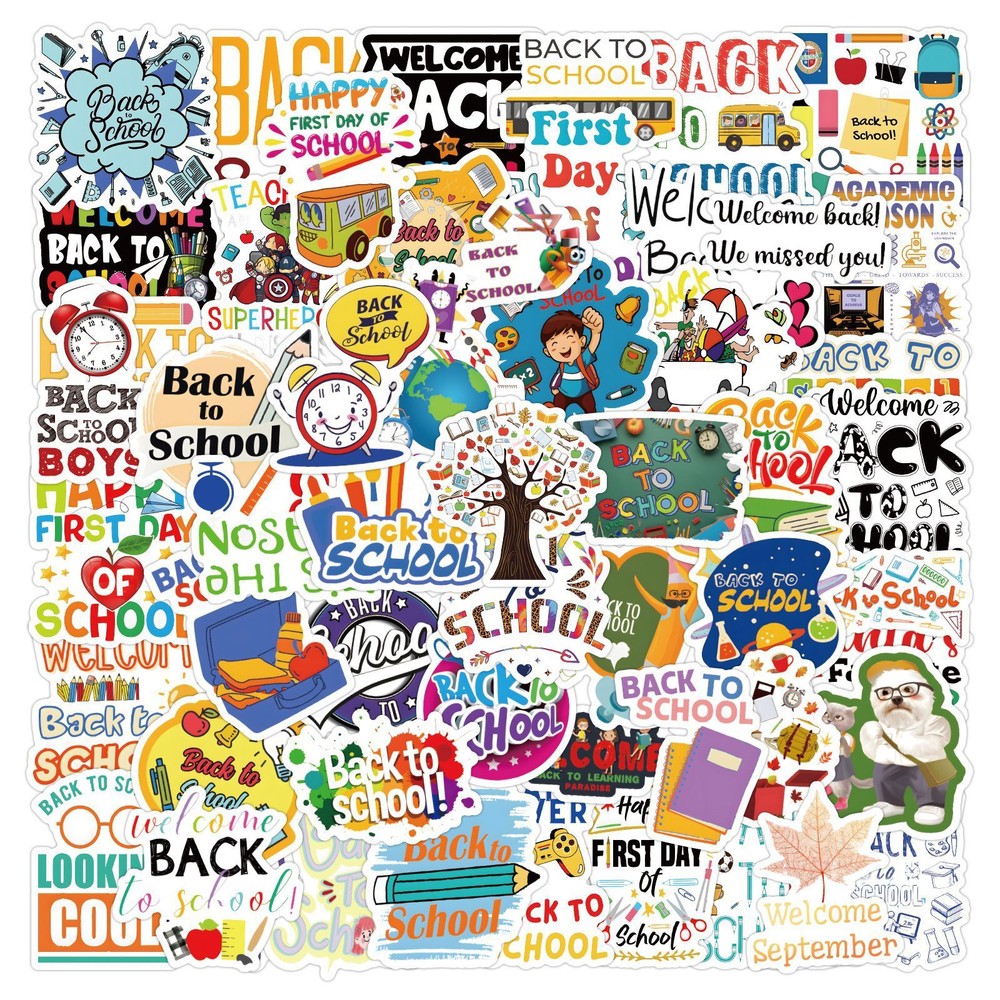 120Pcs Back to school season Stickers for Phone Case water bottles Waterproof-image