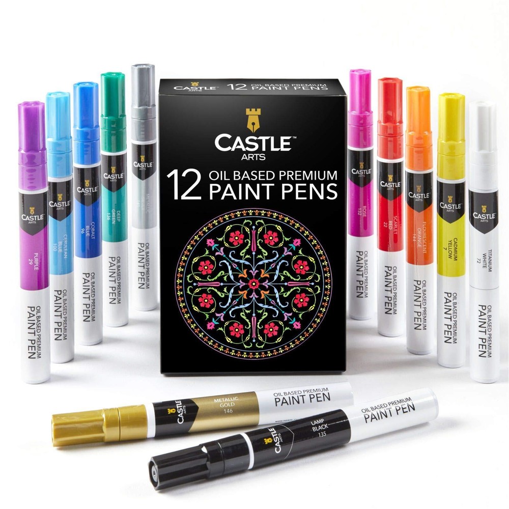 12 Oil Based Paint Pens Vibrant Premium Colored Markers for adults beginning ...