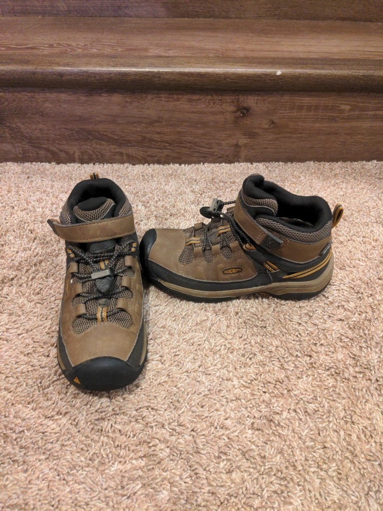 KEEN Dry Waterproof Targhee Boots Kids Size 13 Brown Black Hiking Outdoor