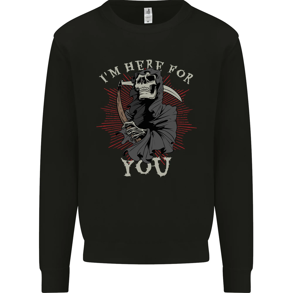 Im Here For You Grim Reaper Skull Devil Mens Sweatshirt Jumper