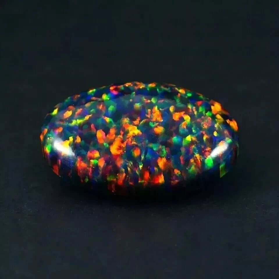 Natural Black Fire Opal Oval Cabochon 9.63 Ct A+ Australian Loose Gemstone