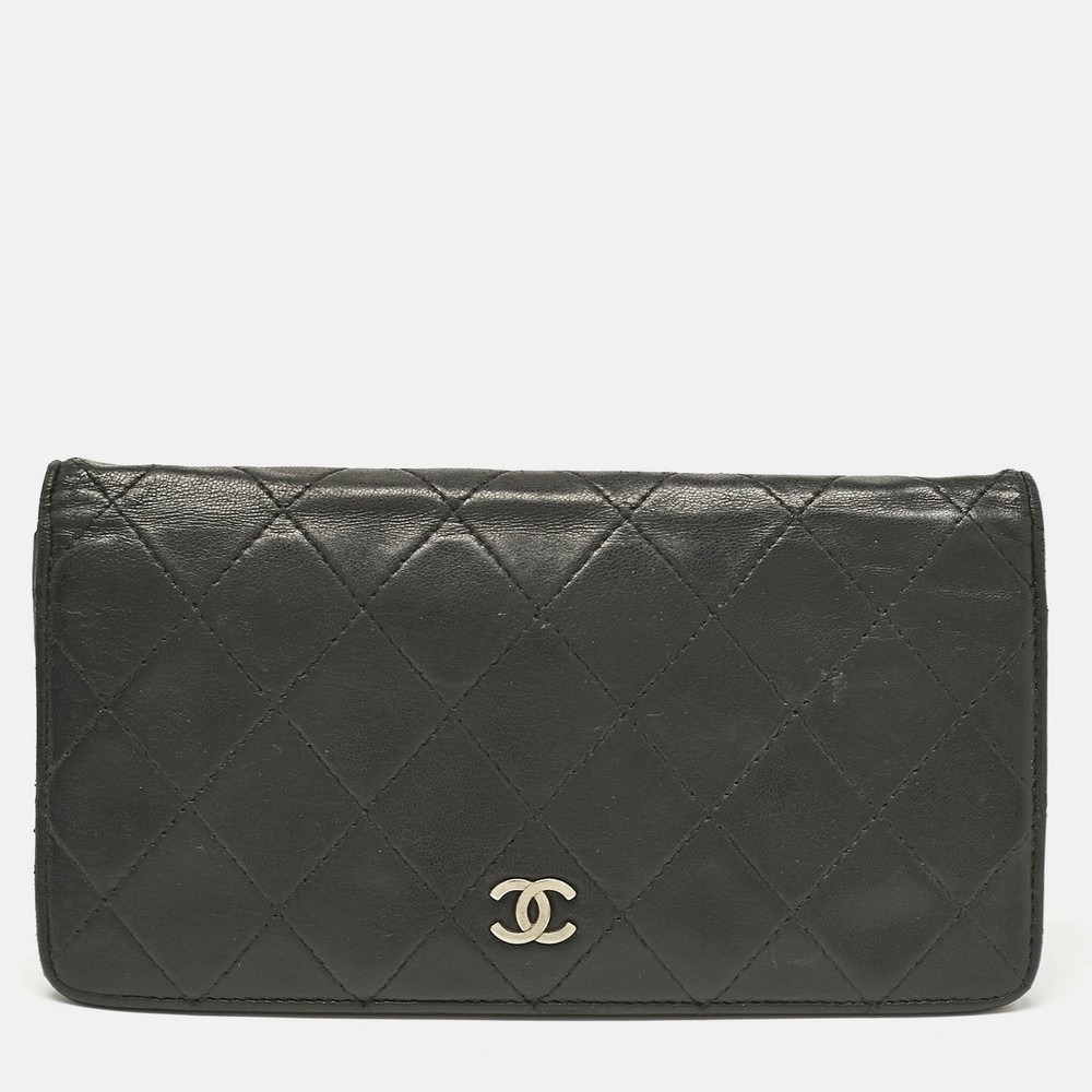 Chanel Black Quilted Leather L Yen Wallet
