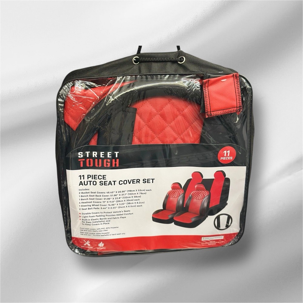11 PCS Universal Car Seat Cover Full Set,Front &Rear,Interior Covers,Quick Setup