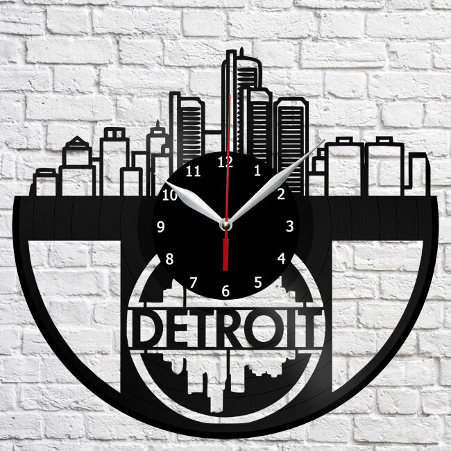 Detroit Vinyl Record Wall Clock Home Fan Art Deco 12'' 3 cm 4381