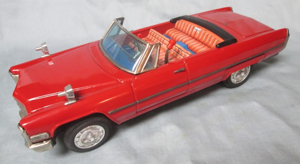Vintage Bandai Tin Litho Battery Operated Gear Shift Cadillac-Nice, Clean-Japan
