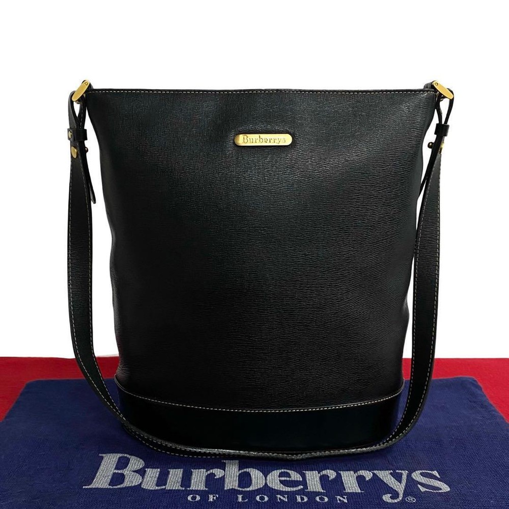 Burberry Shoulder Bag Nova Check Leather Black Authentic F10171206