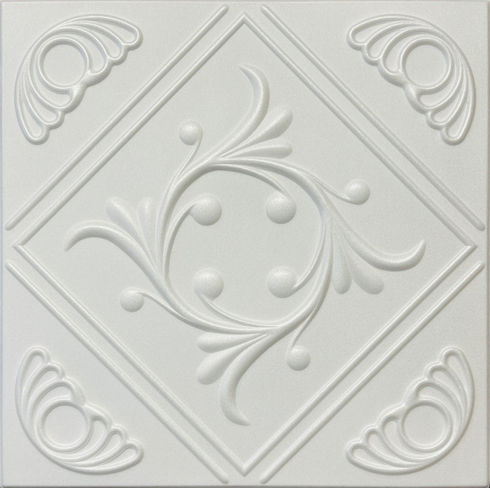 Stylish White Foam Ceiling Tiles 20x20 Glue Up Home Decor R2w Anet Wreath-image