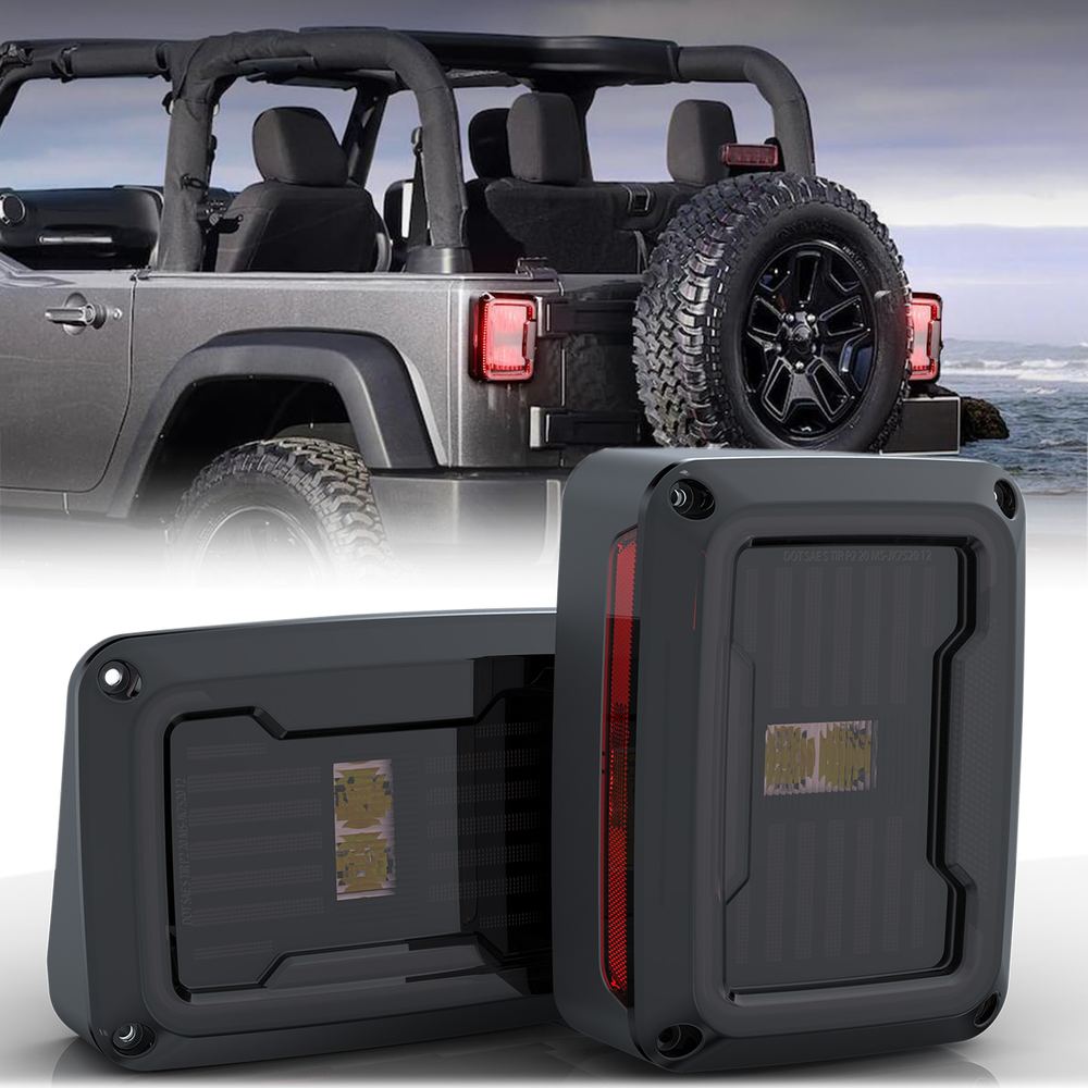 Pair LED Tail Lights Brake Reverse Turn Signal for 2007-18 Jeep Wrangler JK JKU