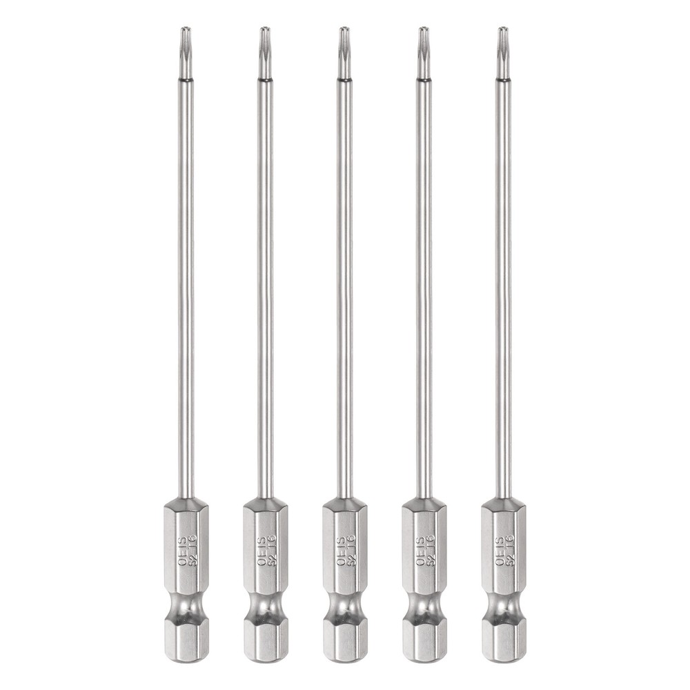 5Pcs T6 Torx Bit Set 1/4 Hex Shank 4 Inch S2 Steel Drill Bits  