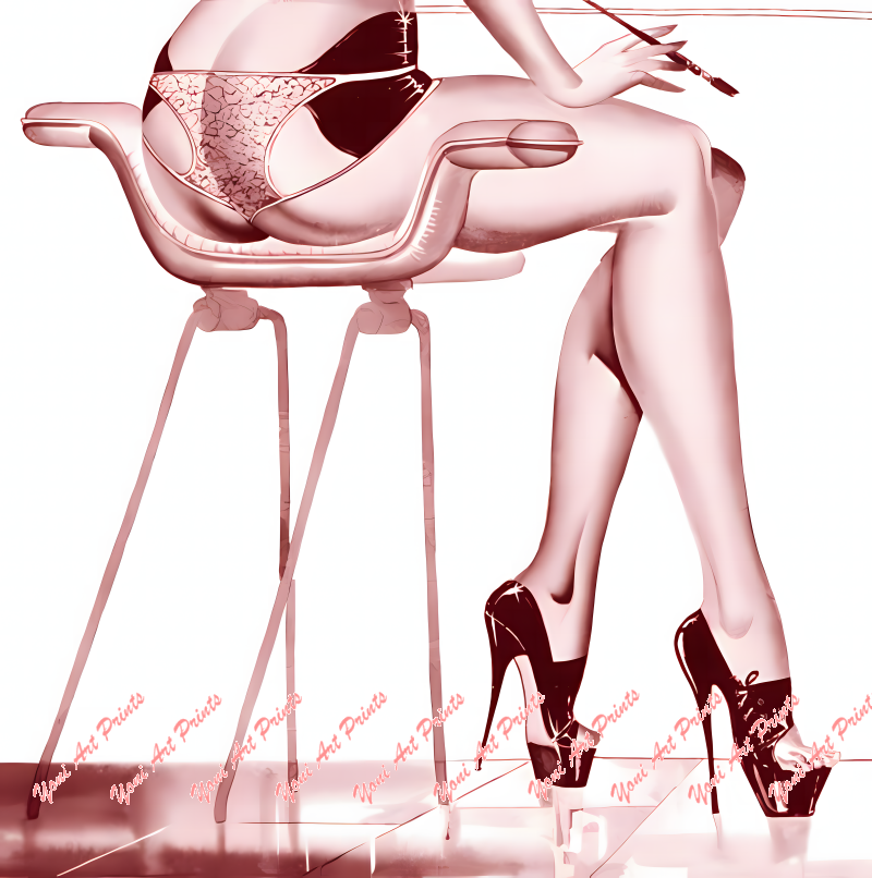 Vintage Fetish Art by Gene Bilbrew: Dominatrix Fashion, Digitally Enhanced Print