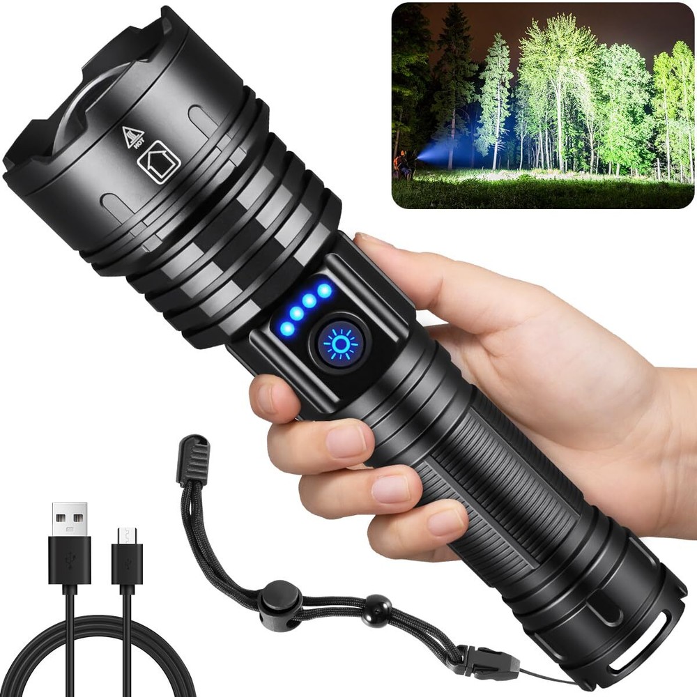 Flashlights High Lumens Rechargeable, 990000LM Super Bright Flashlight, Adjus...