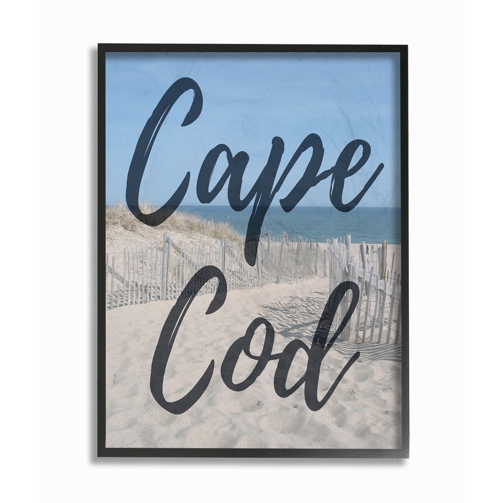 Stupell Cape Cod Beach Typography Modern Framed Giclee  Oversized
