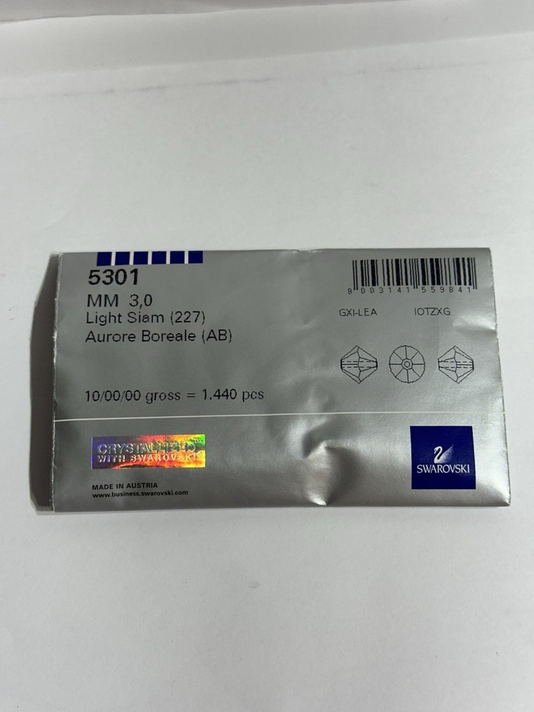 Swarovski 5301 3MM Bicone Crystal Beads in Light Siam AB Aurora Boreale