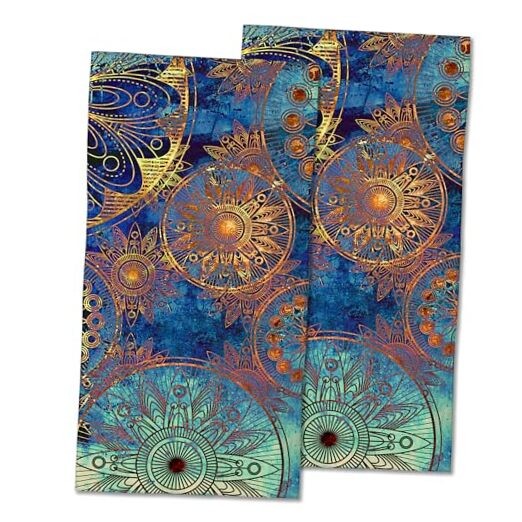 2 Pack Hand Towels for Bath,Decorative Towels Highly Golden Art Damask Floral