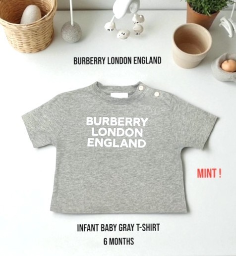 Burberry London England Baby Gray T-Shirt Size 6 Months Mint Condition
