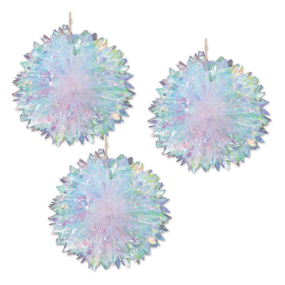 Beistle Iridescent Fluff Balls for Party Decorations and Events