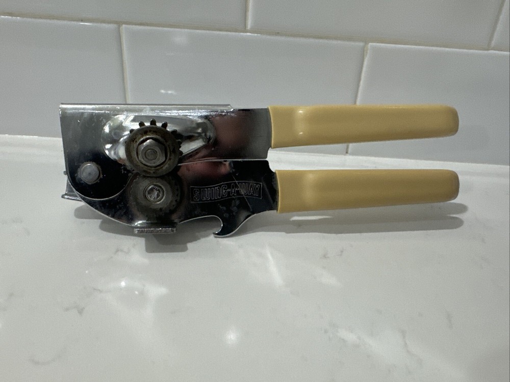 Vintage Swing Away Can Opener Bottle Opener Almond Grips Manual 7
