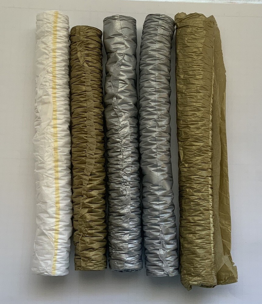 Stampin Up Lot of 5 WAFFLE PAPER ROLLS 1 White 2 Metallic Gold 2 Silver 8inx5yd