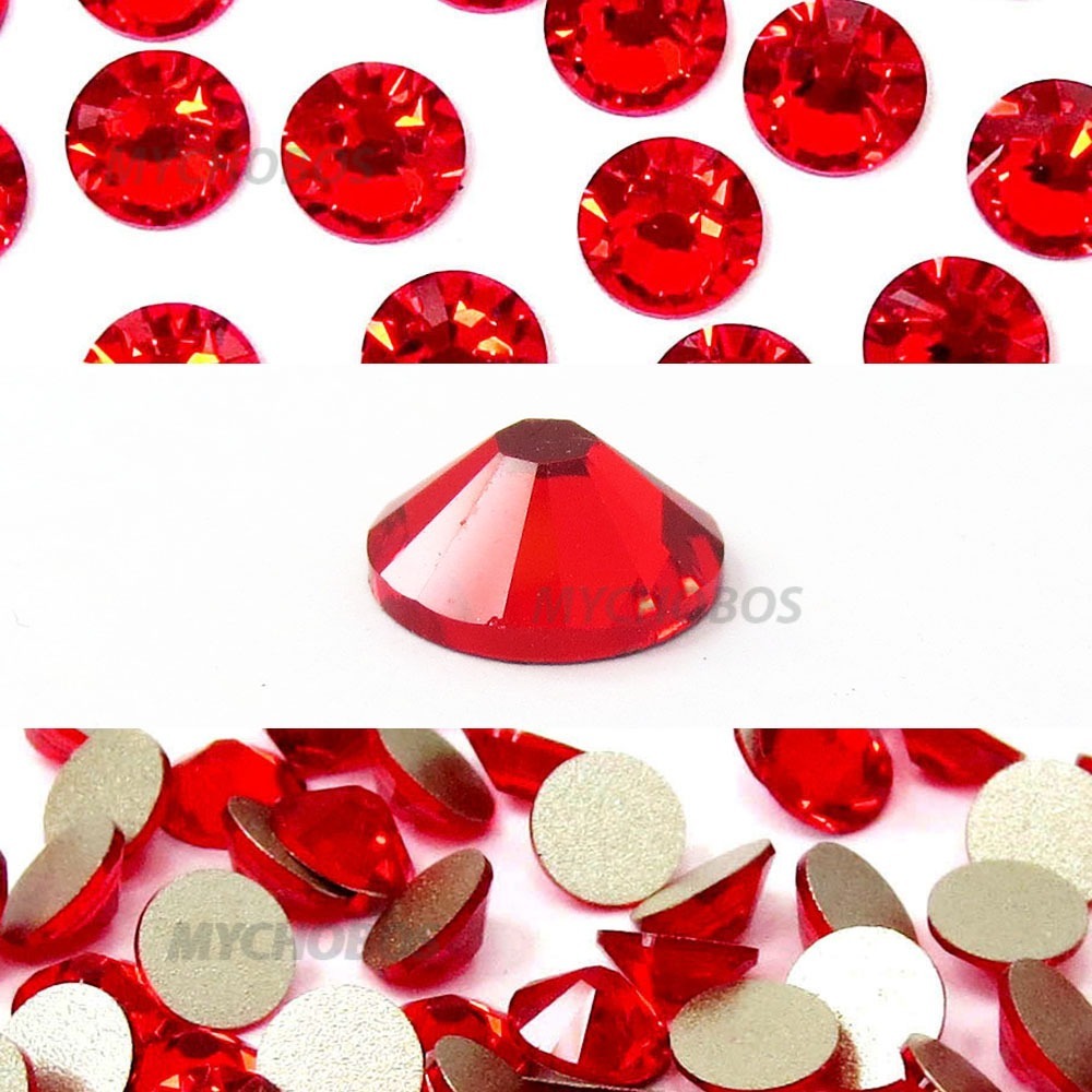 3mm SS12 Red Light Siam Swarovski Flatback Rhinestones 720pc 2088