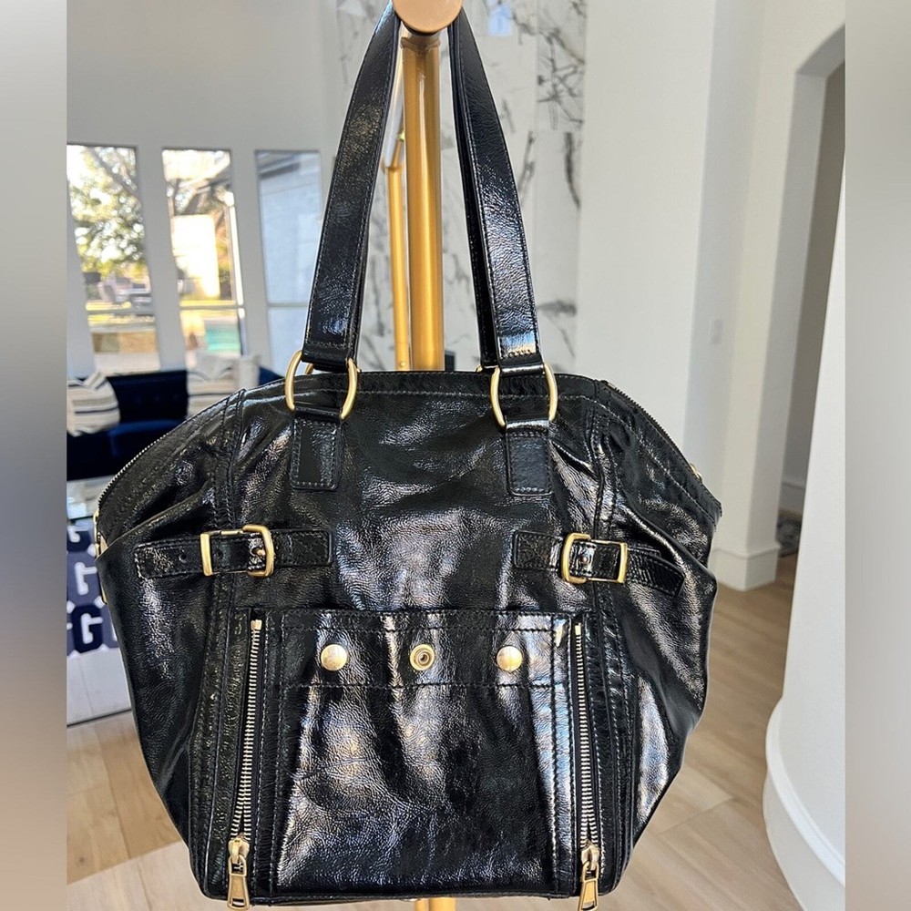 Yves Saint Laurent Downtown Tote in Shiny Patent Leather