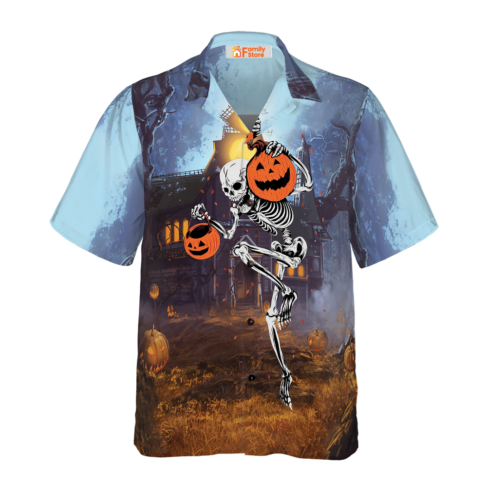 Skeleton Knows How To Dance Halloween Hawaiian Shirt Spooky Pumpkin Shirt