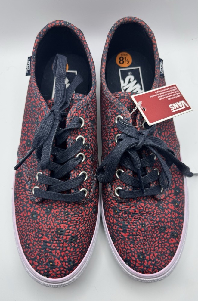 Vans Ward Womens Size 8.5 Shoes Floral Print Canvas Low Top Skate Sneakers Red
