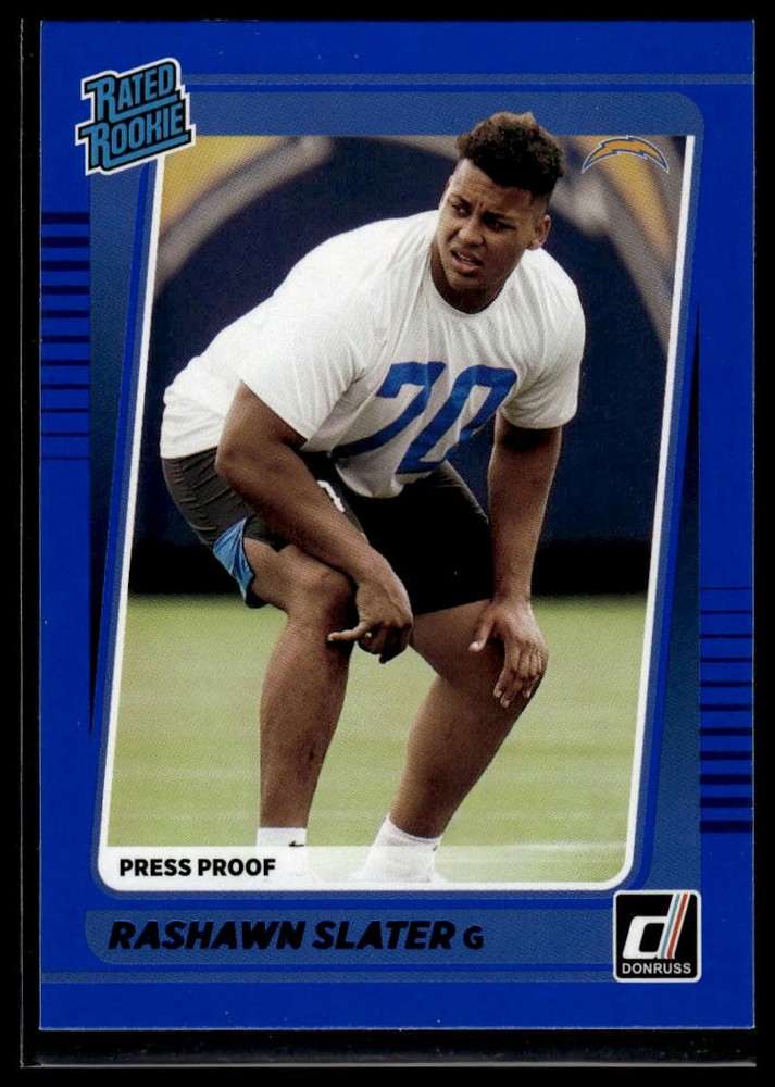2021 Donruss Blue Press Proof Rashawn Slater Rated Rookie Card #332