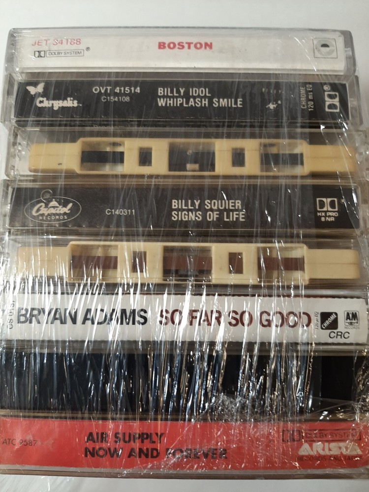 Rock & Roll Cassette Tape Lot of 8 Boston Billy Idol Bryan Adams Air Supply Etc.