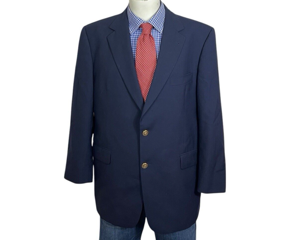 Burberry London Blazer Jacket Blue Gold Button Casual Men's 44S