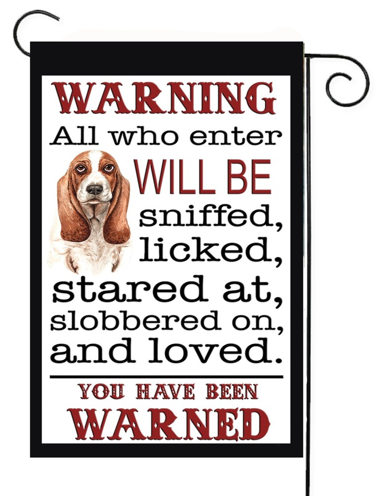 Bandera de jardín Warning of Dog Love ` 12x18 ~ Doble cara