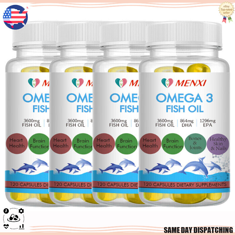 120 Softgels Organic Sea Fish Oil Omega 3 Joint Pain Relief DHA/EPA 1000mg