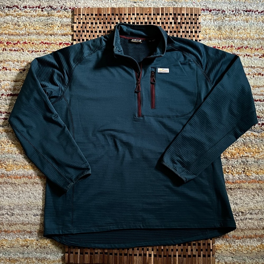 Orvis Tech Fleece 1/4 Zip Pullover Sweater Forest Green Men's Size XL