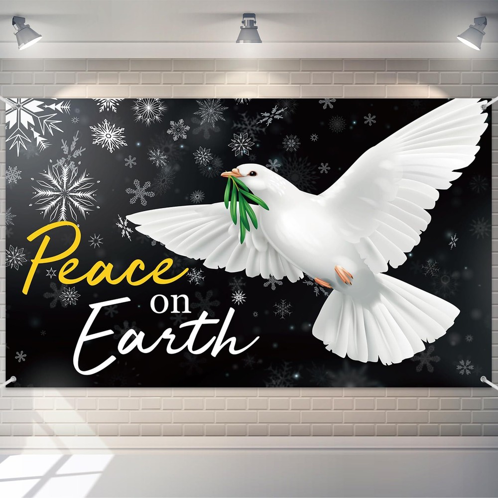 Winter Christmas Backdrop Banner Peace on Earth Photo Background Christmas Pe...