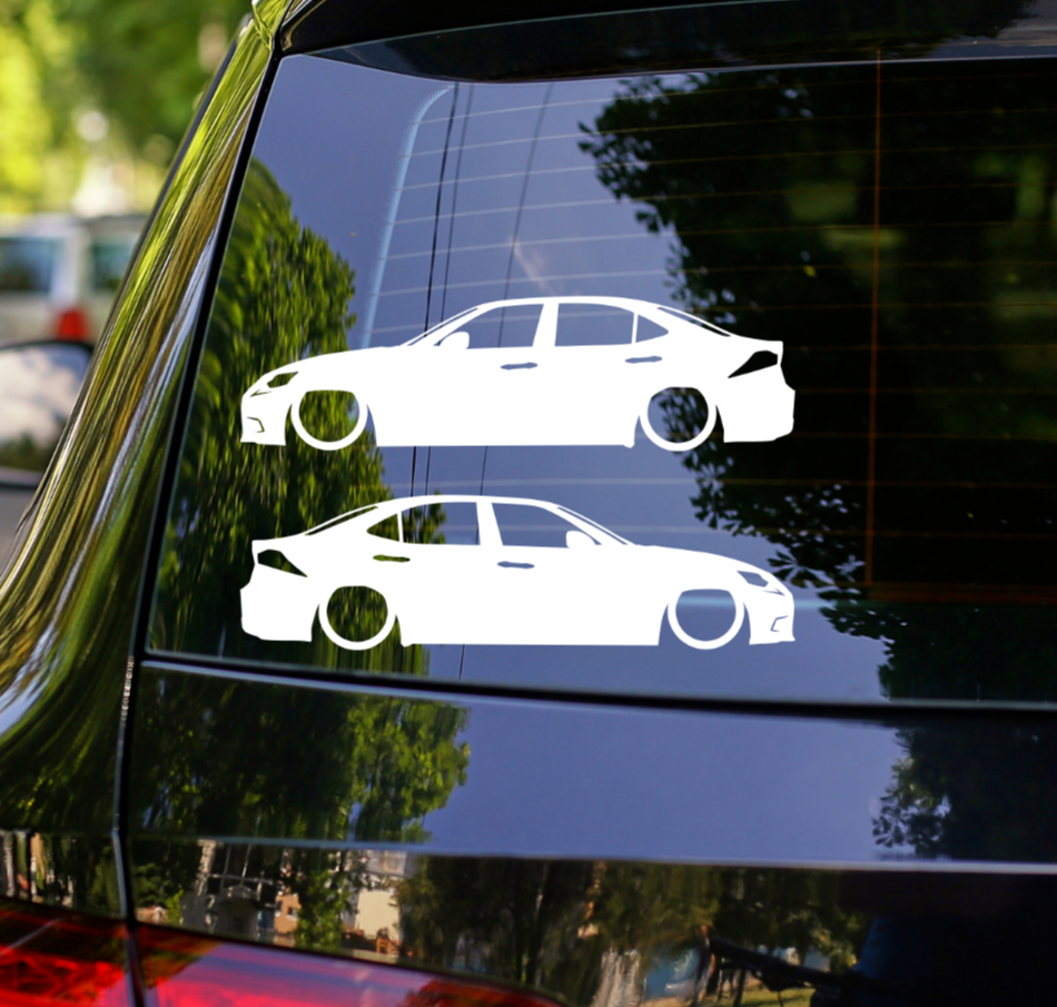 2x Lowered Car Silhouette Decal Stickers for Lexus IS 3rd Gen XE30 (2013-2020)