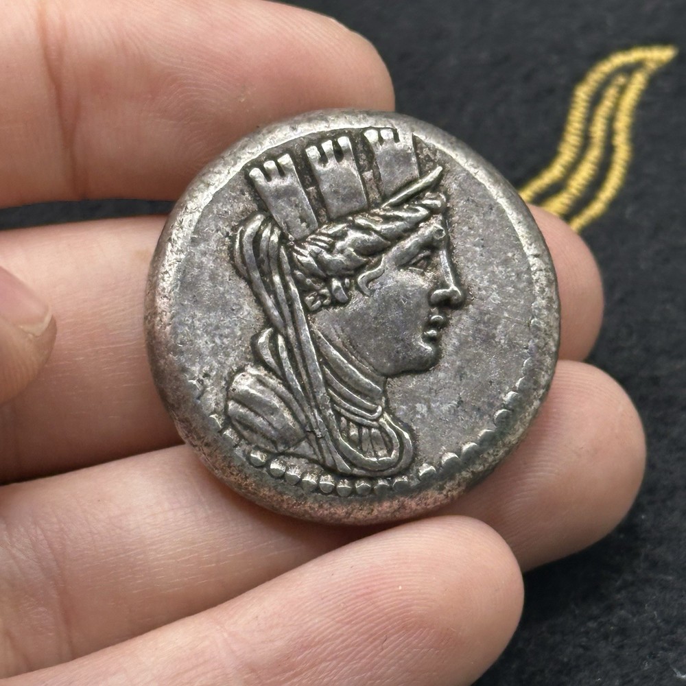 Ancient Greek silver-coated king with crown collectible coin