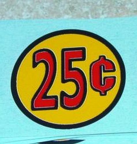 Three (3) Generic 25 Cent Circle Vend Stickers V-15-25