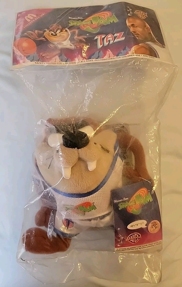 Vintage 1996 McDonald's Space Jam Taz Plush WB Looney Tunes Toy Sealed NOS 8”
