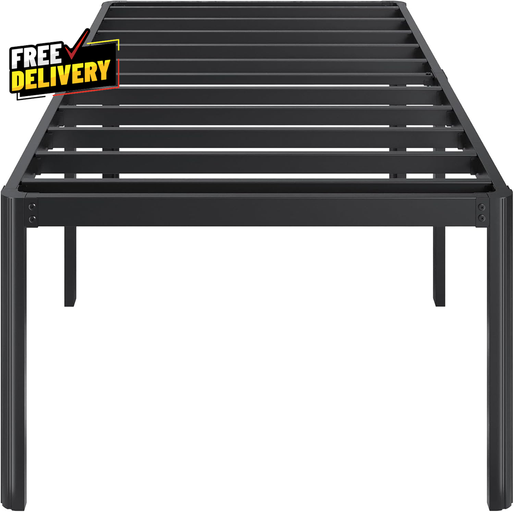 22 Inch High Twin Bed Frames with Rounded Corner Legs Heavy Duty Metal Twin....