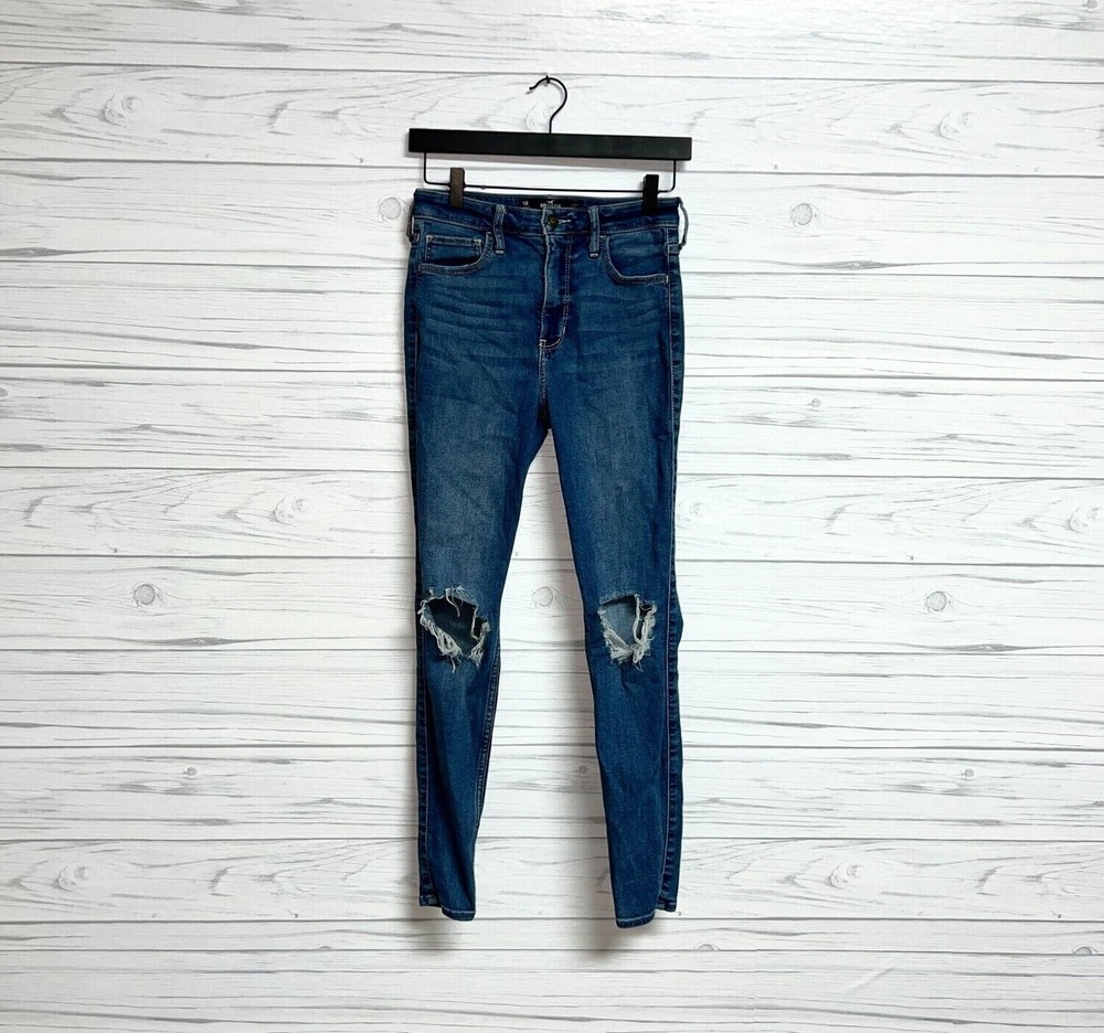 Hollister ultra high rise skinny womens size 5 regular blue dark wash stretch