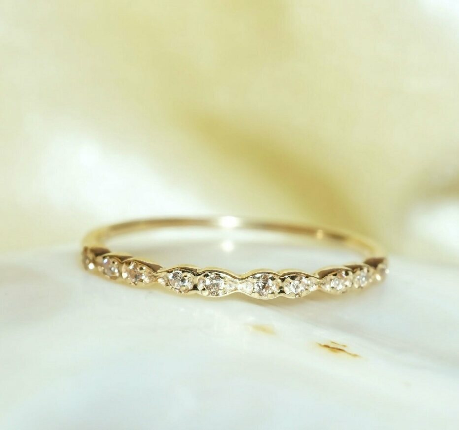 14k Solid Diamond Ring Bands Eternity Ring Birthday Diamond Stackable Bridal