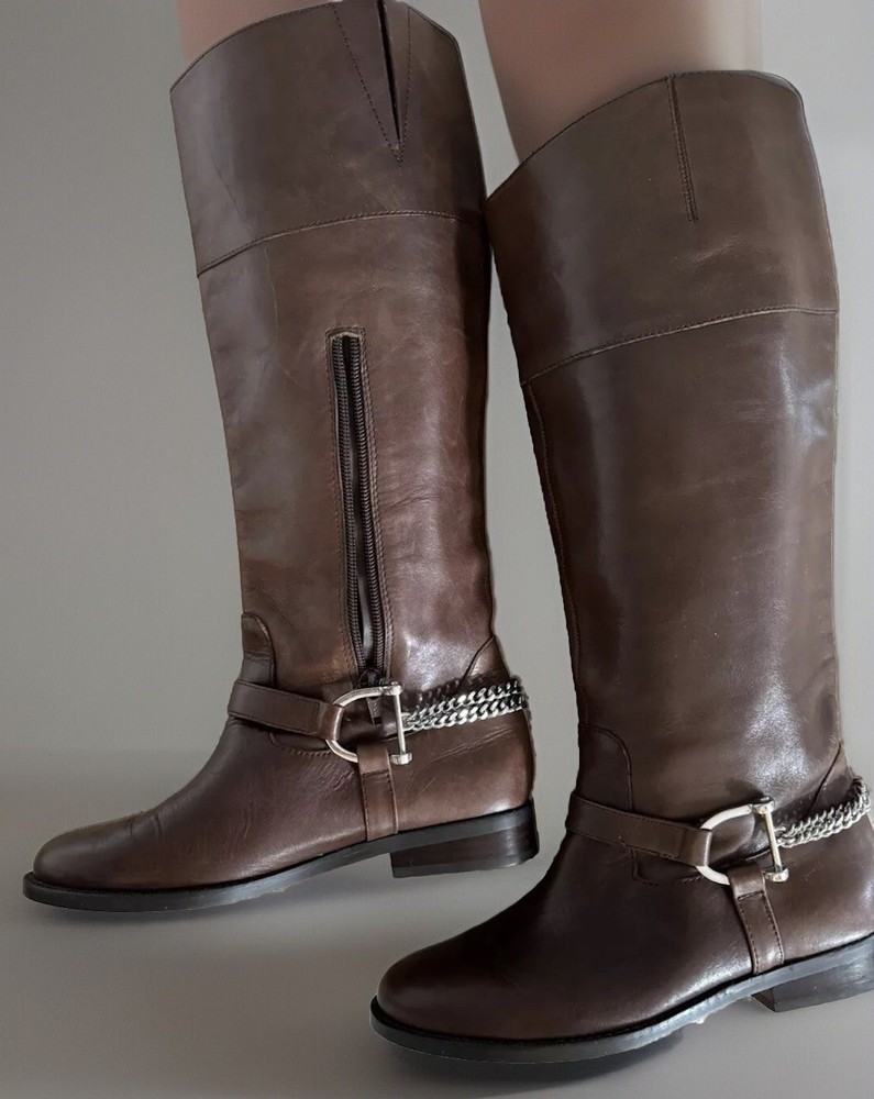 Lauren Ralph Lauren Brown Leather Jacqui Tall Riding Boots Sz 5.5 LKNEW