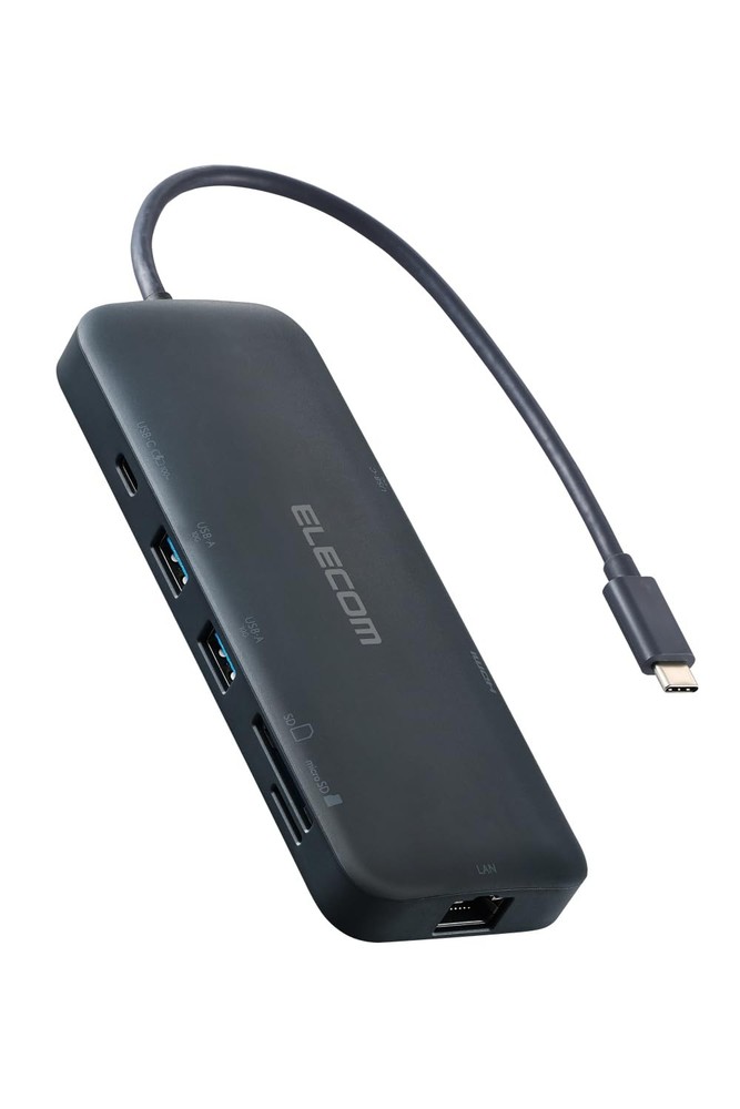 ELECOM 8-in-1 USB-C Hub with 100W PD, 4K HDMI, 10Gbps USB Ports