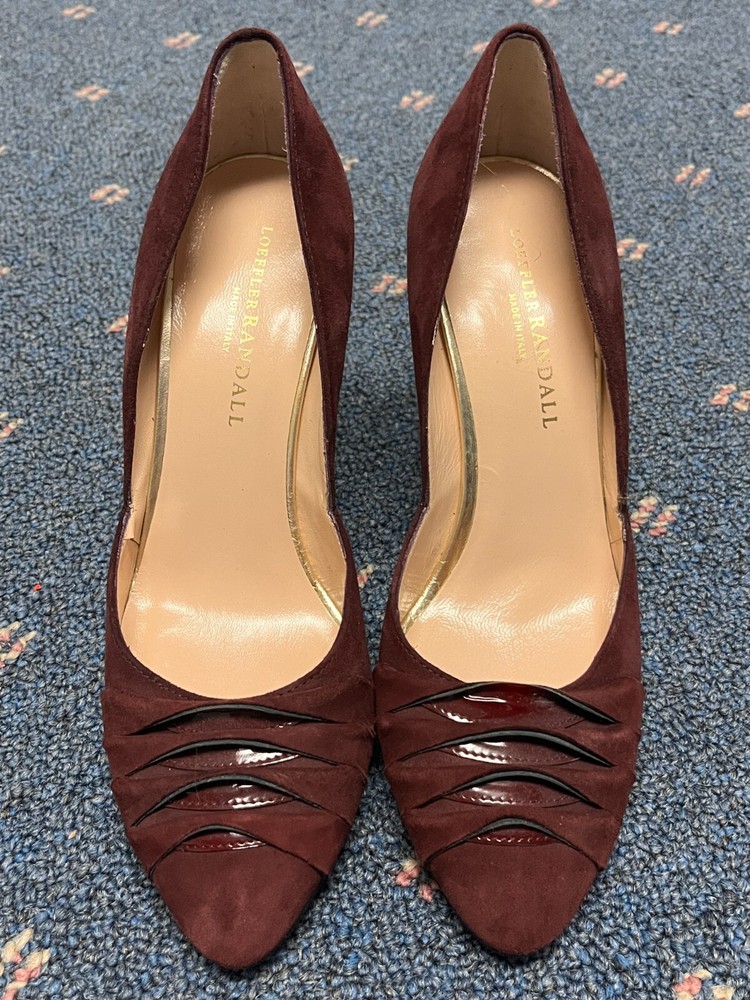Loeffler Randall Womens Burgundy Suede Patent Classic Pump Size 7B Made in Italy