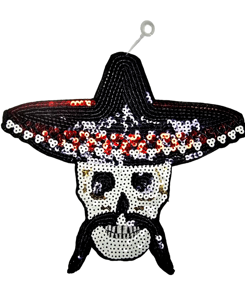 Embroidered Sequins skull Charro Mustache  Sewn Patches Appliques  iron-on