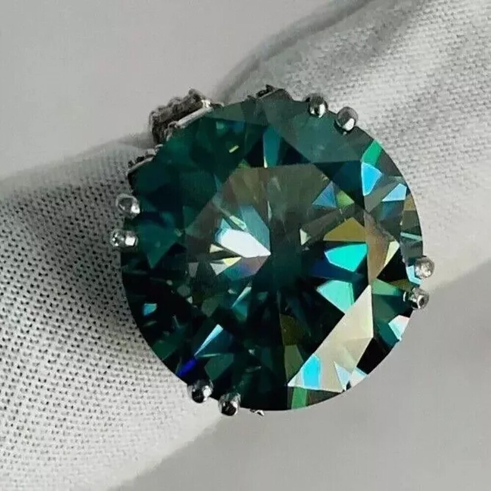 7.50 Ct Round Cut Blue Treated Diamond Solitaire Ring in 925 Silver WOW