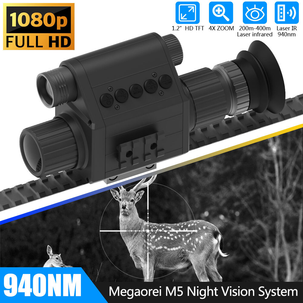 Megaorei 940NM Digital Night Vision Rifle Scope Optic Hunting Sight IR Camera US