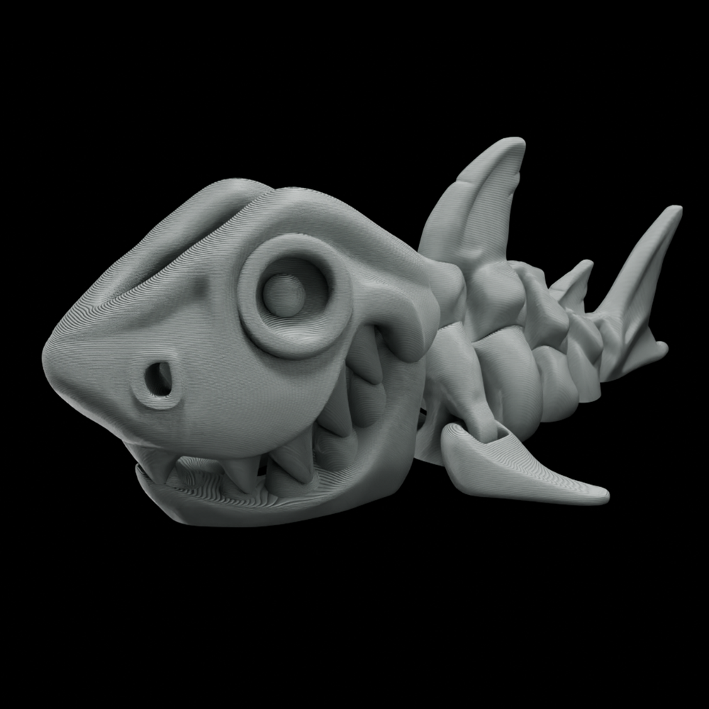 3D Printed Flexible Articulated Mini Skeleton Shark Keychain / Flexi  Fidget Toy